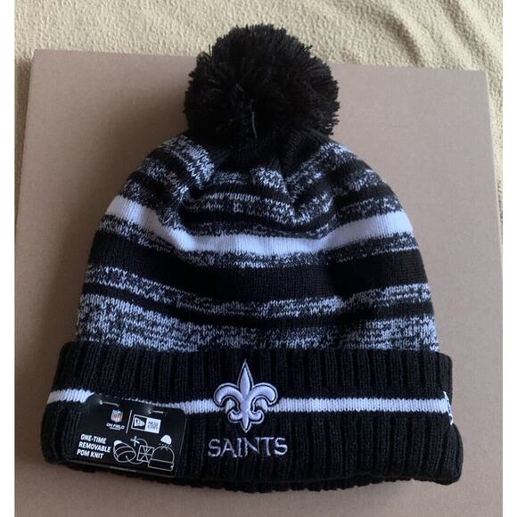 New Orleans Saints New Era 2021 NFL Sideline Cuffed Knit Hat Black OSFA New - Picture 1 of 4